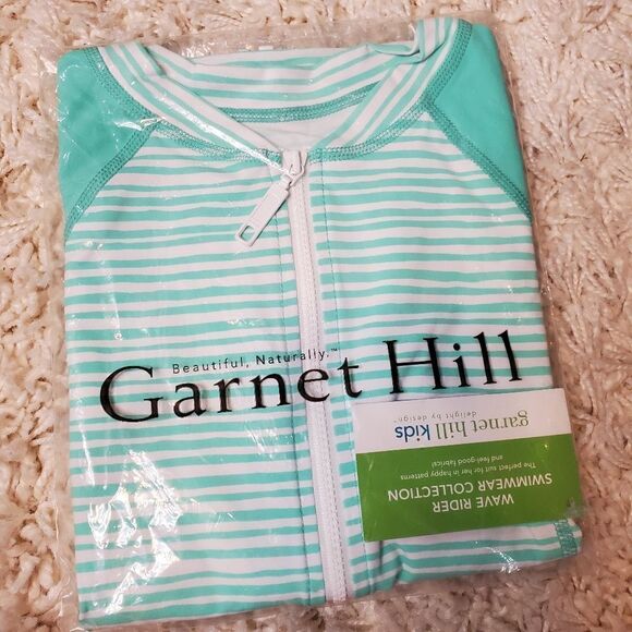 GARNET HILL Wave Rider Swimwear Collection Zip-Up Swim Shirt - Sz. 8 - Picture 3 of 4
